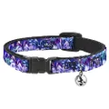Cat Collar Breakaway Crystals2 Blues Purples 8 to 12 Inches 0.5 Inch Wide
