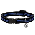 Cat Collar Breakaway Stripe Black Blue 8 to 12 Inches 0.5 Inch Wide