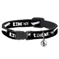 Cat Collar Breakaway Ride Me Skateboard Black White 8 to 12 Inches 0.5 Inch Wide