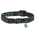 Cat Collar Breakaway Wire Grid Black Turquoise Yellow 8 to 12 Inches 0.5 Inch Wide