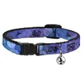 Cat Collar Breakaway Vivid Floral Collage3 Blues Purples 8 to 12 Inches 0.5 Inch Wide