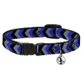 Cat Collar Breakaway Chevron Blue Black Gray 8 to 12 Inches 0.5 Inch Wide