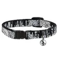 Cat Collar Breakaway Doodle1 Paint Drips White Black 8 to 12 Inches 0.5 Inch Wide