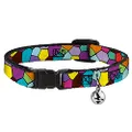 Cat Collar Breakaway Stained Glass Mosaic2 Multi Color Navy 8 to 12 Inches 0.5 Inch Wide