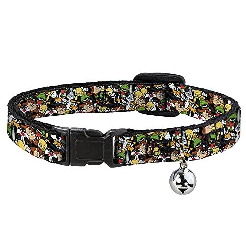 Cat Collar Breakaway Looney Tunes 6 Character Stacked Collage4 8 to 12 Inches 0.5 Inch Wide