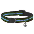 Cat Collar Breakaway Stripes Brown Green Baby Blue 8 to 12 Inches 0.5 Inch Wide