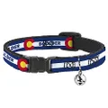 Cat Collar Breakaway Colorado Boulder Flag Blue White Red Yellow 8 to 12 Inches 0.5 Inch Wide