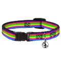 Cat Collar Breakaway Stripes Purple Orange Green Yellow Pink Blue 8 to 12 Inches 0.5 Inch Wide
