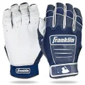 Franklin Sports MLB CFX Pro Batting Gloves, Pearl/Navy, Youth Medium