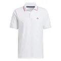 Adidas Golf Mens Go-to Pique Polo Shirt - White/Screaming Pink - M