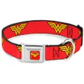 Buckle-Down Seatbelt Buckle Dog Collar - Wonder Woman Logo Red - 1" Wide - Fits 9-15" Neck - Small