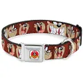 Buckle-Down Seatbelt Buckle Dog Collar - Tasmanian Devil Expressions Brown - 1.5" Wide - Fits 18-32" Neck - Large