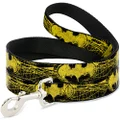 Buckle-Down Dog Leash, Batman Shield Close-Up Sketch Black/Yellow, 4 Feet Length x 0.5 Inch Wide