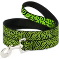 Buckle-Down Dog Leash, Cheebra Green/Black, 4 Feet Length x 1.0 Inch Wide