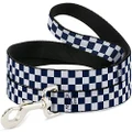 Buckle-Down Dog Leash, Checker Sapphire Blue/White, 4 Feet Length x 0.5 Inch Wide