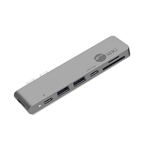 Thunderbolt 3 SIIG Aluminum USB Type C Hub with 4K @30Hz HDMI SD/Micro SD Card Reader 2 USB 3.1 Gen 1 Ports PD Port for 2016/2017 MacBook 13 & 15 - Space Gray