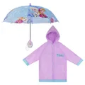 Disney Kids Umbrella and Slicker, Frozen Elsa and Anna Toddler and Little Girl Rain Wear Set, for Ages 4-7, Light Purple, Large - Age 6-7