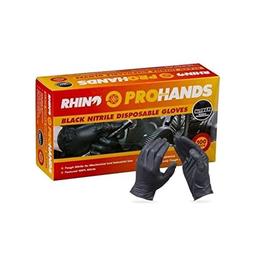 Rhino Nitrile Disposable Glove, Black, Large (100 Pieces)