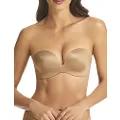 Finelines Women's Refined Wireless Strapless Push Up Bra, Nude, 10 32B US