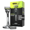 Gillette Labs Mens Razor with Exfoliating Bar, Shaving Kit for Men, Includes 1 Handle, 2 Razor Blade Refills, 1 Premium Magnetic Stand