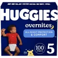 Huggies Overnight Diapers Size 5 (27+ lbs), 100 Ct, Overnites Nighttime Baby Diapers, White