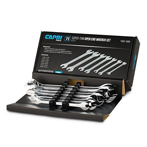 Capri Tools 11850-7MRK Super-Thin Open End Wrench Set, Metric, 6 to 19mm, 7-Piece