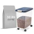 IRIS USA Airtight Container for Dog, Cat, Bird, and Other Pet Food Storage Bin, 33 QT, 25 pounds, Navy