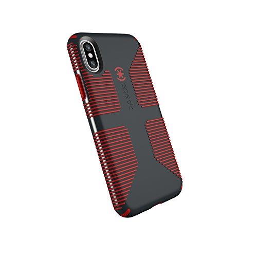 Speck Products CandyShell Grip Cell Phone Case for iPhone X - Charcoal Grey/Dark Poppy Red