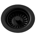 Elkay LKQS35BK Polymer Drain Fitting with Removable Basket Strainer and Rubber Stopper, Black