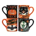 Certified International Scaredy Cat 18 oz. Mugs, Set of 4 Assorted Designs, 4 Count (Pack of 1), Multicolor