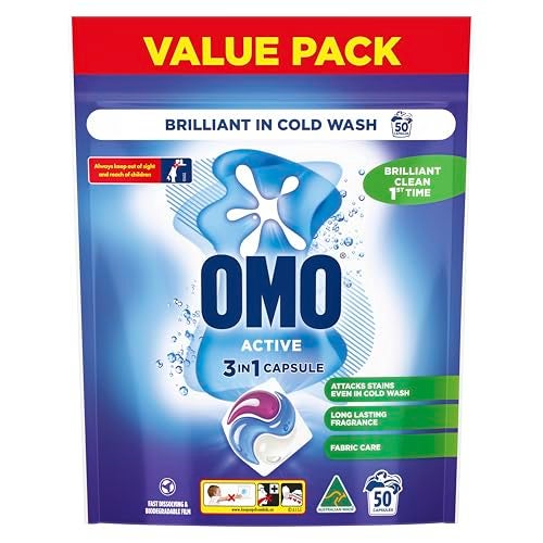 OMO Laundry Capsules 3 in 1 Active, 50 Pack
