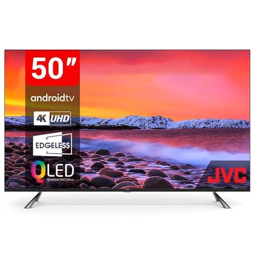 JVC 50 Inch Smart TV | 4K UHD Android TV with QLED Edgeless Display | Voice Assistance & Chromecast Built-in | Netflix, Disney Plus, Prime Video + More Apps | 3X HDMI, USB Ports (AV-HQ507115A11)
