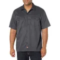 Dickies Men's Short-Sleeve Flex Twill Work Shirt, Charcoal, X-Large