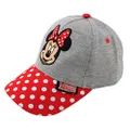 Disney Little Baseball Cap, Minnie Mouse Adjustable Girl Hats for Kids Ages 4-7, Red/Grey Polka Dots, Red/Grey Polka Dots, 4-7 Years