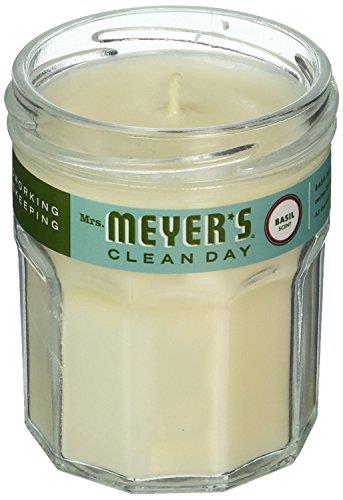 MRS MEYERS Clean Day Scented Soy Candle Basil, Small, 4.9 Ounce