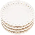 Gracie China by Coastline Imports, Heirloom Collection, 8-Inch Dessert Plate, White Fine Pierced Porcelain, Set of 4