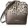 Calvin Klein Hailey Micro Pebble Triple Compartment Chain Crossbody, Ombre Printed Snow Leopard, One Size