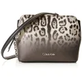 Calvin Klein Hailey Micro Pebble Triple Compartment Chain Crossbody, Ombre Printed Snow Leopard, One Size
