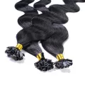 Hair2heart 25 x 1g Bonding Wavy Human Hair Extension, Black, 60 cm Length