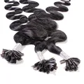 Hair2heart 25 x 1g Bonding Wavy Human Hair Extension, Natural Black, 60 cm Length