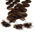 Hair2heart 25 x 1g Bonding Wavy Human Hair Extension, Brown, 60 cm Length