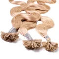 Hair2heart 25 x 1g Bonding Wavy Human Hair Extension, Hazelnut Blonde, 40 cm Length