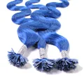 Hair2heart 25 x 1g Bonding Wavy Human Hair Extension, Blue, 60 cm Length