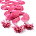 Hair2heart 25 x 1g Bonding Wavy Human Hair Extension, Pink, 60 cm Length