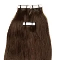 Hair2Heart 10 x 2.5g Premium Tape Straight Human Hair Extension, Brown, 50 cm Length