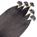 Hair2heart 25 x 0.8g Premium Bonding Straight Human Hair Extension, Natural Black, 50 cm Length
