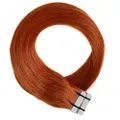 Hair2Heart 10 x 2.5g Premium Tape Straight Human Hair Extension, Copper Red, 60 cm Length