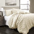 Lush Decor Ravello Pintuck Comforter Set - Luxe 5 Piece Textured Bedding Set - Traditional Glam & Farmhouse Inspired Bedroom Decor - King, Ivory
