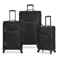 U.S. Traveler Aviron Bay Expandable Softside Luggage with Spinner Wheels, Black, 3 Piece Luggage, Aviron Bay Expandable Softside Luggage with Spinner Wheels