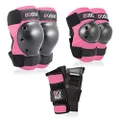 80Six Pad Set with Wristguards, Elbow Pads, and Knee Pads for Kids, Pink, Small / Medium - Ages 8+